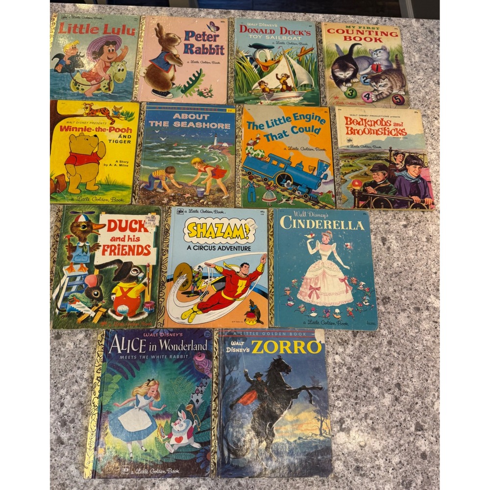 Vintage Little Golden Books Variety Lot of 13 (6 are Walt Disney)